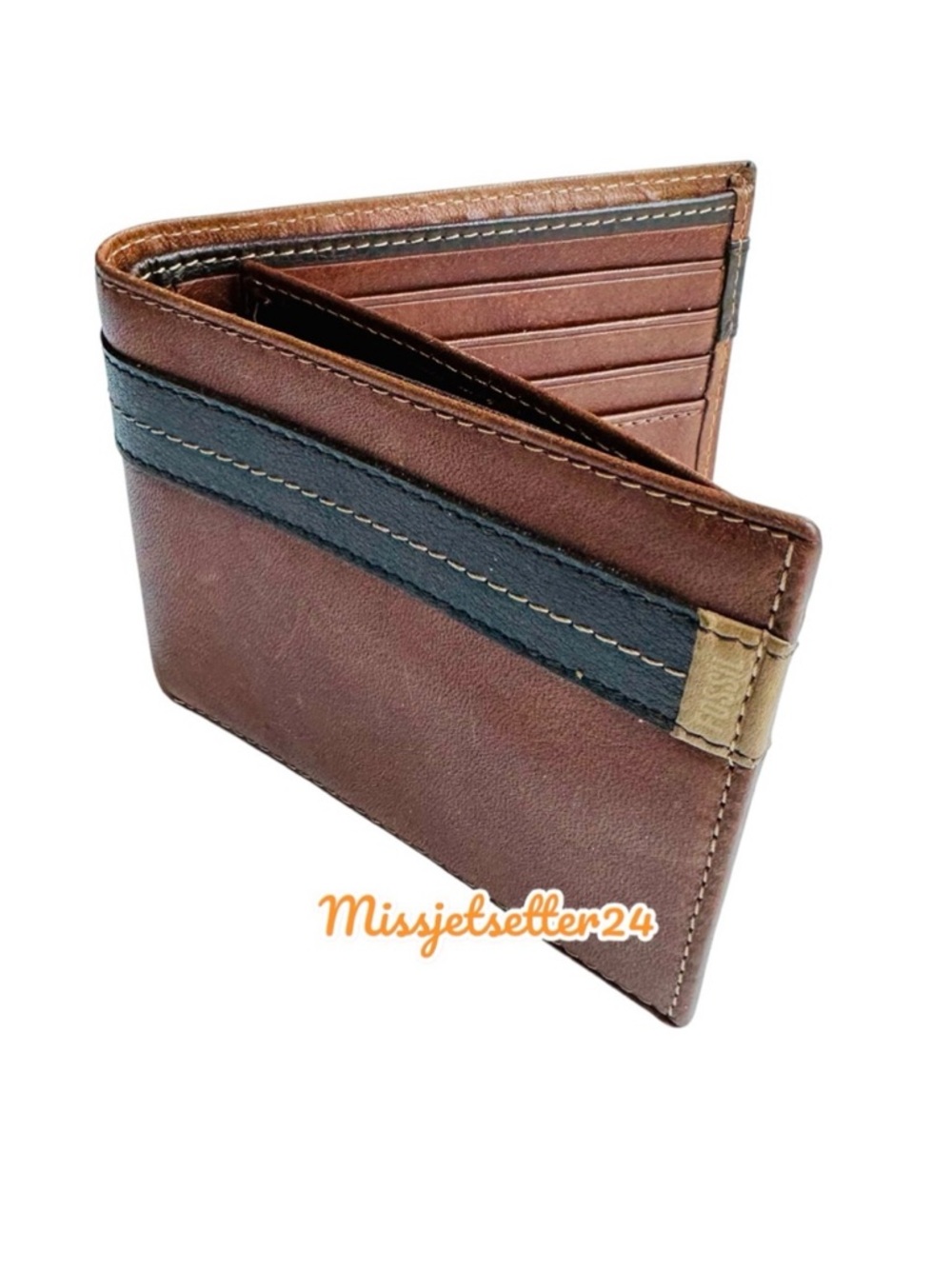 Fossil Men's Wallet Brown 2 Tone Tri Fold NWOT